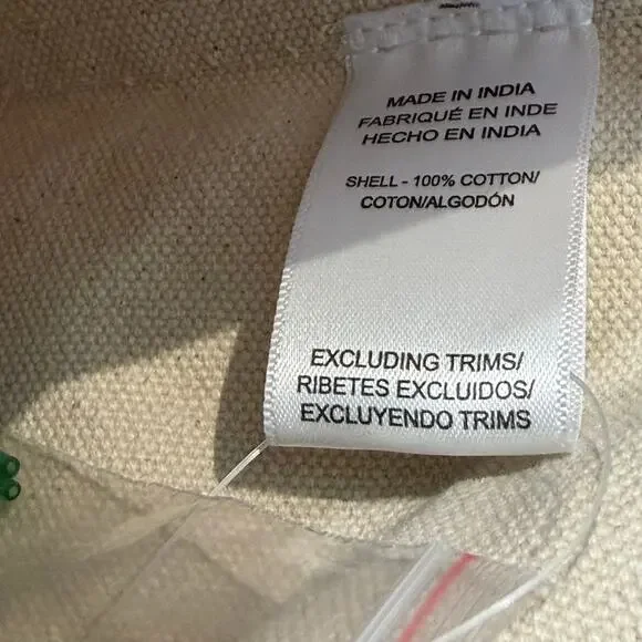 NWT Anthropologie The Hartley Cotton Canvas Tote Blue Beaded Lemon Print - Picture 10 of 11